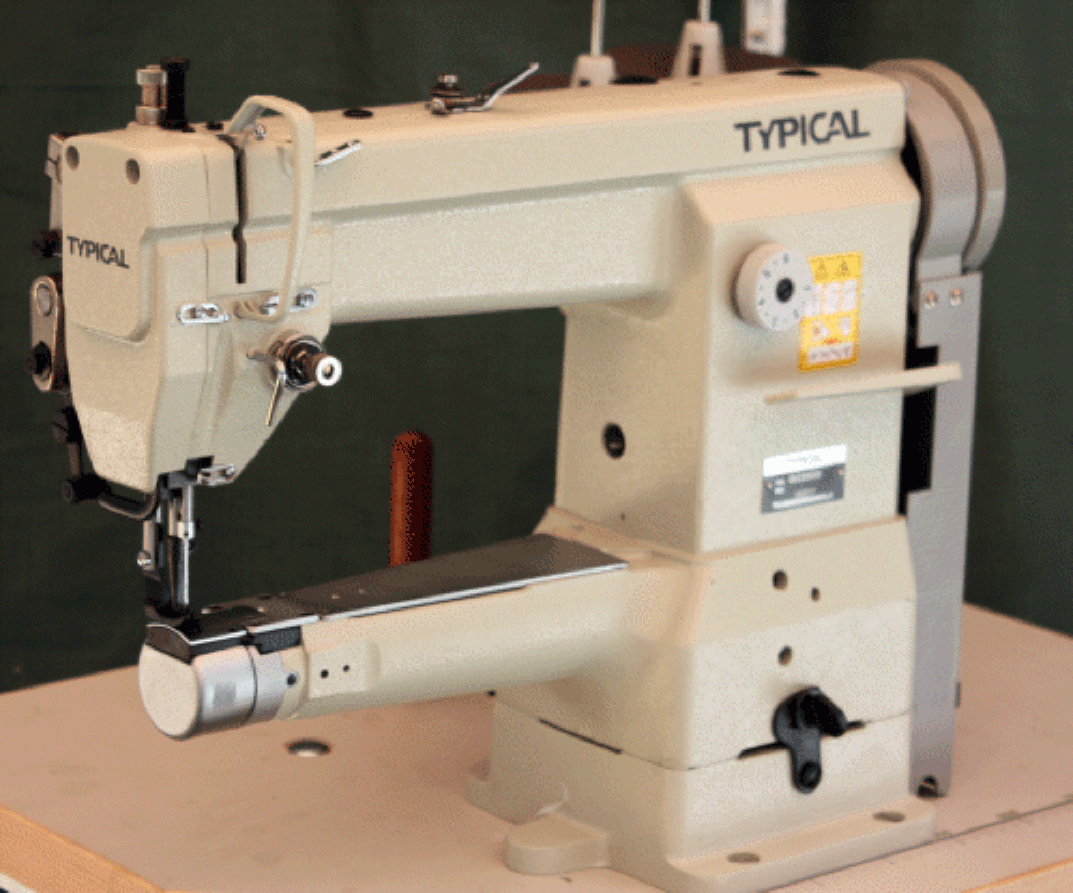 Typical cylinder arm compound feed walking foot budget priced industrial sewing machine.